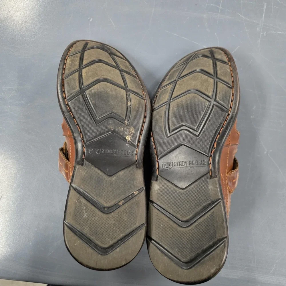 Stacy Adams Sandals Mens 8 Brown Fisherman Hook & Loop Comfort Casual Shoes